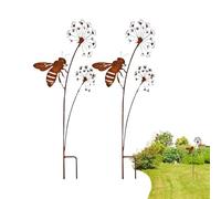 Xasbseulk Decorative Garden Stake, Bee Rustic Metal Art Garden Decoration - Stakes for Decorating Flower Beds | for Outdoor and Backyard Lawn Patio Deck Path Path and the
