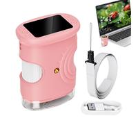 Xasbseulk Digital Microscope for Children, Rechargeable Experimental Toys 1000X, Portable Digital Microscope with 5 cm Screen - for School Laboratory Nature Outdoor Home Girls Boys