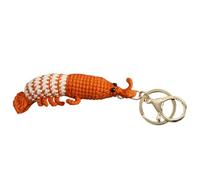 Xasbseulk Handmade Knitted Pendant - Hand-Crocheted Shrimp Doll Keychain | Miniature Amigurumi Decoration Accessory | Cute Animal Charm Ornament Bag Backpack Gift
