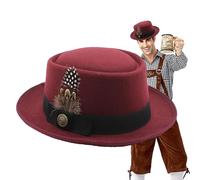 Xasbseulk Oktoberfest Hat Costume, Bavarian Hats for Men, German Bavarian Oktoberfest Costume, with Feathers Emblems Suits Women, Costume Accessories