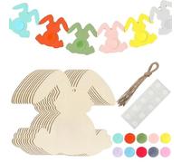 Xasbseulk Wooden Easter Bunnies Ornaments - 10 Unfinished Blank Party Decorations,Easter Tree Ornaments - for Door Window Birthday Bedside Trees Gardening Indoor Thanksgiving Holiday Party Offices