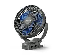 xasla 10000mAh Portable Rechargeable Clip on Fan, 8 inch Battery Operated Fan, 24 Hours Work Time, 4 Speeds Personal Fan, Ideal for Outdoor Camping Golf Cart Home Office Blue