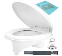 Xastro Complete Composting Toilet Kit with Urine Diverter & Toilet Seat Kit | 365x276mm Large Opening, Mirror Finish ABS, Cutting Template & Hose, for RV, Cabin, Boat, Off-Grid
