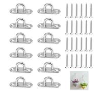 Xatgiouy 12 Pcs M5 Pad Eye Plate, Stainless Steel Metal Eye Plates with Screws, U Shaped Bracket Marine Hardware Hooks, Heavy Duty Oblong Staple Hooks for Rope Hanging Decking Hammocks Exercise Bands