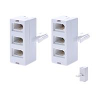 Xatgiouy 2 Pcs BT Telephone Socket Line 3 way Splitter, Universal Cable UK Adapter, Landline Port Converter Extender for Fax, Modem, Corded and Cordless Phones, Easy Setup, Secure Connection, White