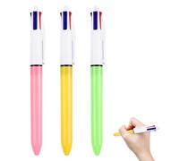 Xatgiouy 3 Pack 4 Colours Retractable Ballpoint Pens, Multi Coloured Pens All In One - Black, Blue, Red, Green - 1.0 mm Medium Point, Fun & Versatile Writing Tool for Journaling (Orange, Pink, Green)