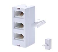 Xatgiouy BT Telephone Socket Line 3 way Splitter, Universal Cable UK Adapter, Landline Port Converter Extender for Fax, Modem, Corded and Cordless Phones, Easy Setup, Secure Connection, White