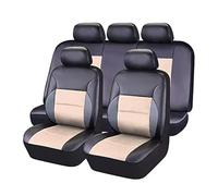 XATHKJOE 9 Pcs Car Seat Covers For Citroen C4 Picasso 2007-2012 Full Sets Leather Non-Slip Waterproof Breathable Seat Protector Interior Accessories,Easy to Fit,E/Black Beige