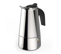 Xavax | Italian Stainless Steel Coffee Maker (Espresso Coffee Maker, 4 Cups 200 ml, Suitable for All Types of Kitchens) Silver Color.