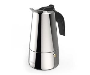 Xavax | Italian Stainless Steel Coffee Maker (Espresso Coffee Maker, 4 Cups 200 ml, Suitable for All Types of Kitchens) Silver Color.