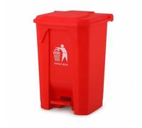 XAVRO Recycling Pedal Bin with Lid, Large Plastic Waste Container for Kitchen, Office and Utility Room, Foot-Operated Rubbish Storage for Shared Indoor Use, Red, 80 Litres