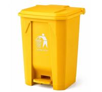 XAVRO Recycling Pedal Bin with Lid, Large Plastic Waste Container for Kitchen, Office and Utility Room, Foot-Operated Rubbish Storage for Shared Indoor Use, Yellow, 80 Litres