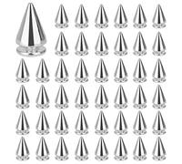XAVSWRDE 100 PCS Cone Studs Spikes 7.2 x 10mm Punk Spikes Studs Cool Metal Spikes Rivet Screw Back Bullet Studs for Clothing Leather Jacket DIY Craft Belt Bag Bracelet Necklace Decoration, Silver