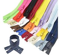 XAVSWRDE 100 PCS Mix Nylon Coil Zippers Bulk Multicolor Colorful Zippers Invisible 24 cm/9 inch Zip Tailer Sewing Tools Craft, Closed End for Tailor Sewing Crafts and Clothing, Assorted 20 Colors