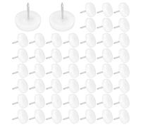 XAVSWRDE 50 PCS Furniture Pads Nails 19mm Dia Chair Leg Protectors Glides Plastic Furniture Feet for Indoor & Outdoor Use, 5mm Thick Floor Protector Pads Nail in Sliders for Chairs Sofa Table, White