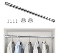 XAVSWRDE 58-100cm Extendable Stainless Steel Wardrobe Rail Adjustable Clothes Rail Pole 25mm Heavy Duty Wardrobe Rod Clothing Hanging Rod with End Sockets & Screws for Wardrobes Shower Balcony Windows