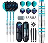 XAWU 3-Pack 24g Steel Tip Darts with 6 Flights, 3 Aluminum Shafts, Sharpener & Darts Case, Ideal for Beginners and Advanced Players, Moonlight Blue