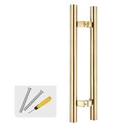 XAXIAOZ H Shape Stainless Steel Sliding Barn Door Pull Handle, 24 Inch Gold Push/Pull Bar for Exterior Doors, Modern Door Hardware with Fittings Included