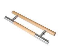 XAXIAOZ Heavy Duty Sliding Barn Door Handle Set, 304 Stainless Steel Pull with Solid Wood Bar, Back to Back Installation, 16 Inch Silver Door Grab Bar for Home Decor