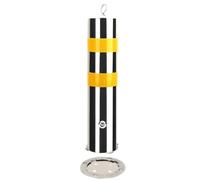 XAXIAOZ Heavy-Duty Stainless Steel Security Bollard with Reflective Strip 26" Parking Post for Traffic Safety Ideal for Park Bers & Traffic Control (Silver 1PC)