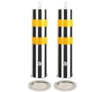 XAXIAOZ Reflective Stainless Steel Safety Bollard - 26in Height 2PCS Traffic Ber Posts for Park Security & Outdoor Safety Warning Column Silver Finish