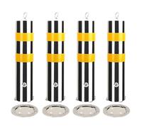 XAXIAOZ Stainless Steel Security Bollards with Reflective Stripes - 4-Pack 26" Height Traffic Control & Park Bers Weather-Resistant Silver Warning Posts