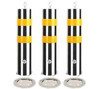 XAXIAOZ Stainless Steel Traffic Control Bollards Reflective Warning Posts for Park Bers 26in Safety Bers - Set of 3 for Enhanced Visibility (Silver)
