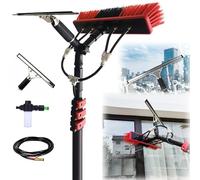 XAXIAOZ Telescopic Water Fed Brush for Roof & Solar Panel Cleaning - 7.2M Window Cleaning Kit with Squeegee for Trucks Boats Buses Cars - 35cm Brush Head