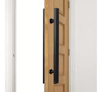 XAXIAOZ Wooden Door Handle,Modern Barn Door Handle Matte Black Gate Handle with Fittings,Interior Sliding Glass Door Hardware Double Sided Square (Size: Length 50cm(20inch))