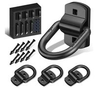 XaXmTee 1/2" Trailer D Rings Tie Down Anchors 4 Pack Heavy Duty Black Steel Bolt-On Forged D Ring with More Than 12000lbs Breaking Strength for Semi Truck Trailer RV Cargo Tie Downs