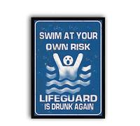 XAYJRRV Tin Sign Rustic Pool Rules Sign Warning No Lifeguard on Duty Dangerous Swimming Pool Decoration Outdoor Beach Vintage Pool Patio Backyard Decoration Outdoor Swimming Pool Sign 12x16inch