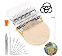 XazNvc Knit Patch Kit, 14 Hooks Wood Weaving Knitting Machine with Knitting Needles, Knitpatch Weave Tool, Mini Darning Loom for Repair Jeans Socks DIY Craft, Silver
