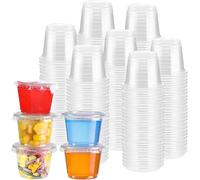 Xaztr 1000 Pack Plastic Sauce Containers with Lids, 1oz/30ml Small Portion Sauce Pots Round Condiment Containers Food Storage for Portion Control Sauces Liquid Dips, BPA Free