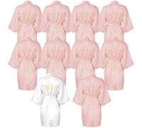 Xaztr 10Pcs Bride Satin Robe Bridesmaid Robes Wedding Bride Robe Kimono Robes for Wedding Party Bridal Shower, XXL