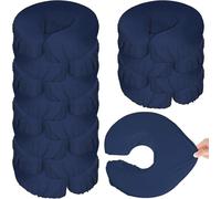 Xaztr 12 Pack Face Cradle Covers for Massage Table, Reusable Message Bed Cover Microfiber Thicker Table Face Covers Oil Proof for Spa Beauty Salons (Navy Blue)