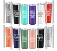 Xaztr 12 Pack Stainless Steel Tumbler Bulk, 600ml Insulated Vacuum Travel Coffee Mug Double Walled Tumbler with Lid and Straw for Cold Hot Drinks, Inspirational Christmas Thank You Gifts