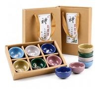 Xaztr 12 Pieces Ceramic Sake Tea Cups Set, 30 ml / 1 oz Mini Koi Fish Tea Cups, Chinese Kungfu Tea Cup and Korean Soju Shot Glasses with 2 Gift Boxes for Tea Wine Tasting Home Decor