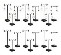 Xaztr 18Pcs Earring Display Stand, Metal Black T Bar Display Storage Holder Stands Small Hanger Jewelry Organizer with Acrylic Base for Retail Selling Wholesale(3 Size)