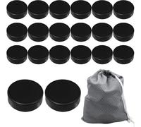 Xaztr 20 Pack Ice Hockey Pucks, Foam Hockey Pucks Soft Hockey Puck Bulk with Reusable Mesh Bag for Practice and Classic Training, Diameter 3", Thickness 1", Black