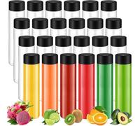 Xaztr 24 Pack Plastic Juice Bottles with Lids, 350 ml Reusable Clear Empty Beverage Containers for Juice Milk Water, PET Material