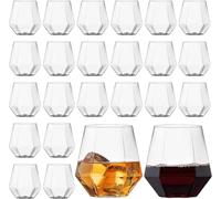 Xaztr 24 Pack Plastic Stemless Wine Glasses, 350ml Clear Unbreakable Wine Cups Reusable Shatterproof Drinking Glasses for Cocktail Whiskey Outdoor Party Bar