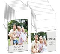 Xaztr 24Pcs 4 x 6 Inch Acrylic Picture Frames, Acrylic Sign Holder Clear Flyer Display Stand Photo Frame Stands Picture Display Stand for Home Office Wedding Desktop, Vertical & Horizontal