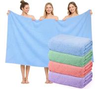 Xaztr 4 Pack Extra Large Bath Sheet Towels, 102 x 204 cm Microfiber Bath Towels for Adults, Quick Dry Super Absorbent Soft Coral Fleece Shower Sheets for Bathroom, Spa (Bright Color)