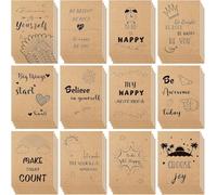 Xaztr 48 Pack Inspirational Notebooks Motivational Journals Mini Notebooks Bulk Lined Kraft Paper Notepads Pocket Notebook for Women Student Appreciation Gift Teacher, 10.5x14cm