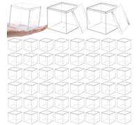 Xaztr 48Pcs Small Clear Acrylic Box with Lid, Plastic Candy Box Bulk Square Cube Storage Container Mini Display Boxes for Pill Buttons Organizer Artwork Gift Packaging, 6.5 x 6.5 x 6.5 cm