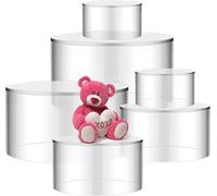 Xaztr 6 Pcs Acrylic Risers, Clear Round Cylinder Display Stand with Hollow Bottoms, Nesting Risers Tabletop Display Shelf for Cake Figures Jewelry Collectibles
