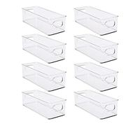 8 Pack Fridge Organizer Containers, Refrigerator Organizer Bins Stackable Pantry Organizers and Storage, Clear Plastic Small Freezer Storage Bins with Handle for Kitchen Cupboard Cabinet