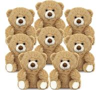 Xaztr 8 Pack Small Teddy Bears 20cm, Soft Plush Bears Bulk for Baby Shower, Wedding Favors, Gift Bags, Cuddly Khaki Teddy Bear Toys for Kids and Adults