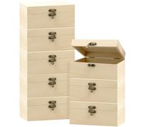 Xaztr 8 Pack Unfinished Wooden Boxes for Crafts, Unpainted Wooden Box Stash Boxes with Hinged Lid for DIY Crafts Arts Hobbies Jewelry Storage (17 x 12.7 x 7.9 cm)