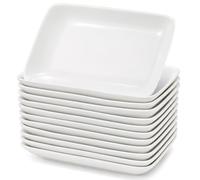 Xaztr Rectangular Porcelain Plates Set of 12, White Dessert Plates and Serving Platters, Rectangular Salad Plates for Appetizers Sushi Fruit Cake Snacks, Microwave Oven Dishwasher Safe (23x14cm)